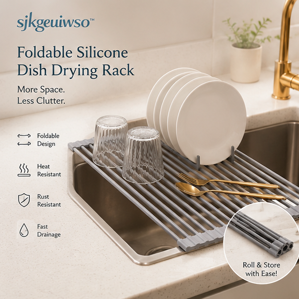 sjkgeuiwso™ Foldable Silicone Dish Drying Rack for Small Kitchens