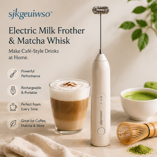 sjkgeuiwso™ Electric Milk Frother & Matcha Whisk Rechargeable Set