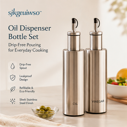 sjkgeuiwso™ Stainless Steel Oil Dispenser Bottle Set for Kitchen Cooking