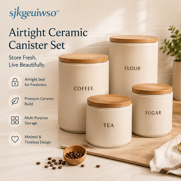 sjkgeuiwso™ Airtight Ceramic Food Storage Canister Set